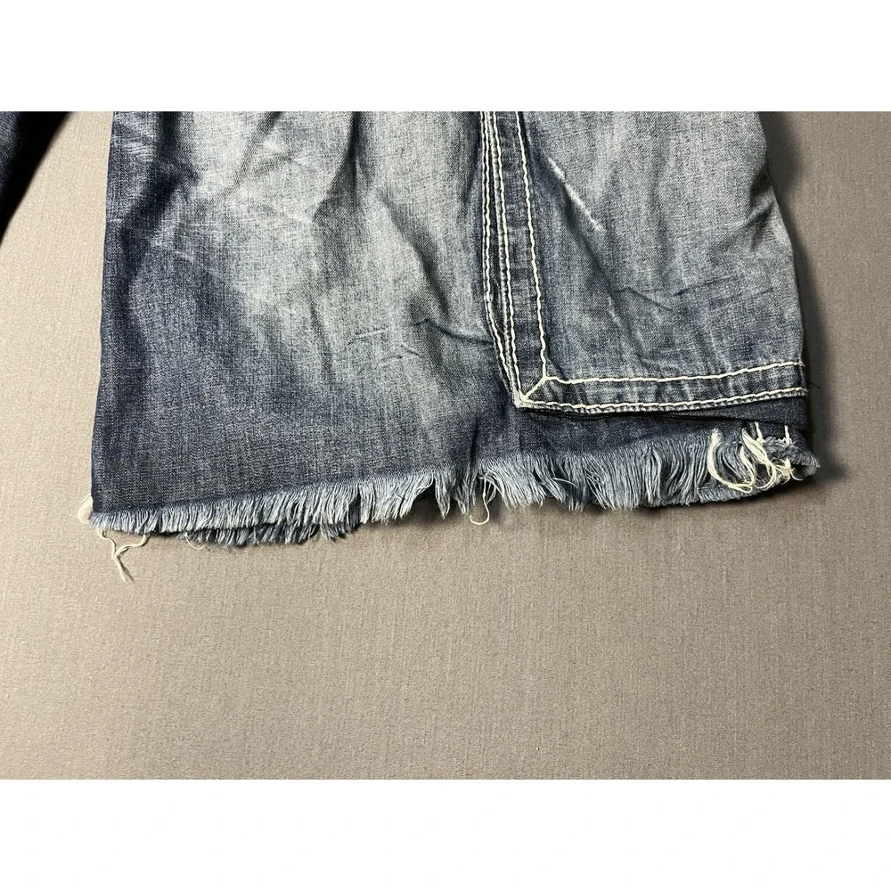 TRUE RELIGION Commander Big T Cargo Shorts Mens 42 Denim Drawstring